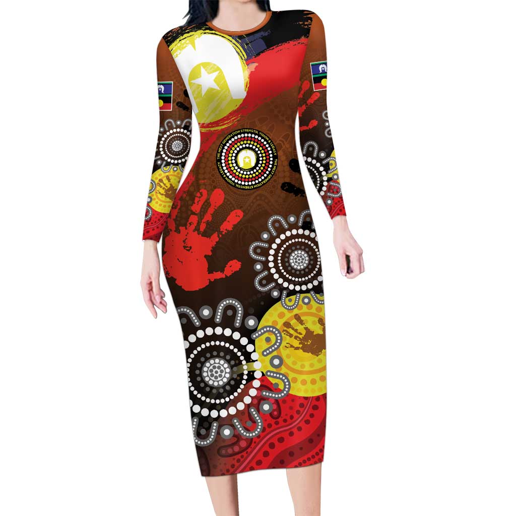 NAIDOC 2025 The Next Generation Long Sleeve Bodycon Dress Aboriginal-Islanders Inspired Story