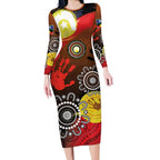 NAIDOC 2025 The Next Generation Long Sleeve Bodycon Dress Aboriginal-Islanders Inspired Story