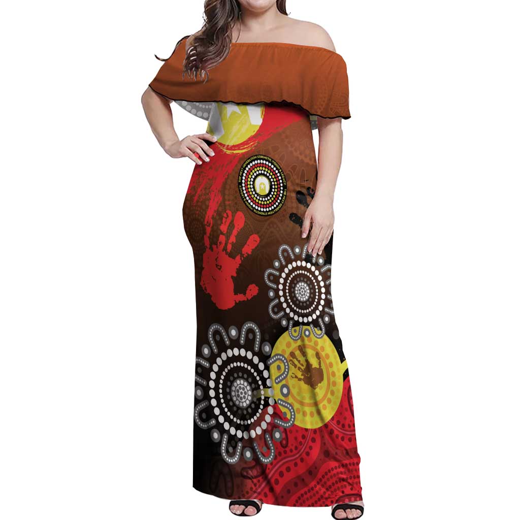 NAIDOC 2025 The Next Generation Off Shoulder Maxi Dress Aboriginal-Islanders Inspired Story