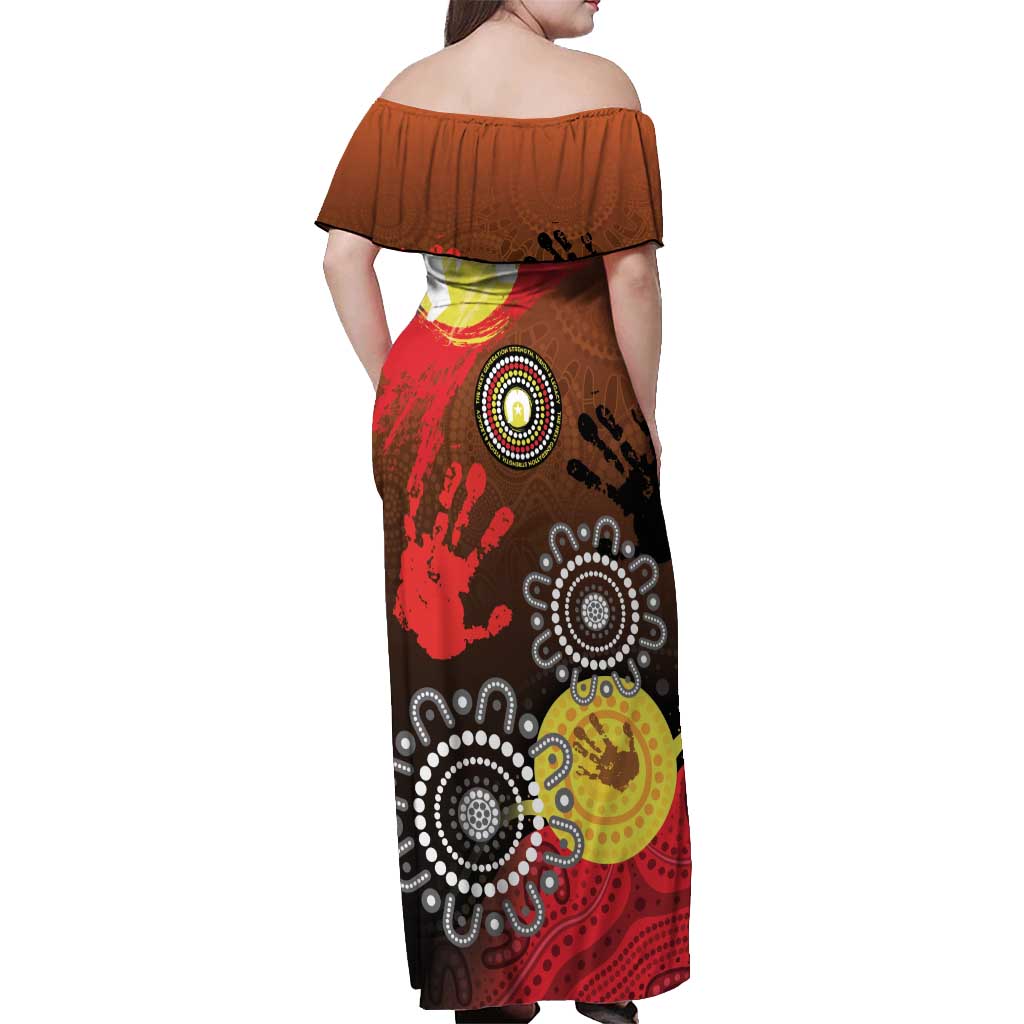 NAIDOC 2025 The Next Generation Off Shoulder Maxi Dress Aboriginal-Islanders Inspired Story