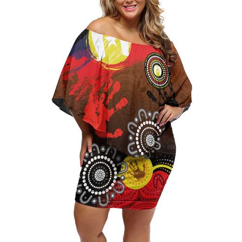 NAIDOC 2025 The Next Generation Off Shoulder Short Dress Aboriginal-Islanders Inspired Story