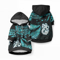 Matariki New Zealand Pet Hoodie Maori Manaia with Paua Shell - Aqua