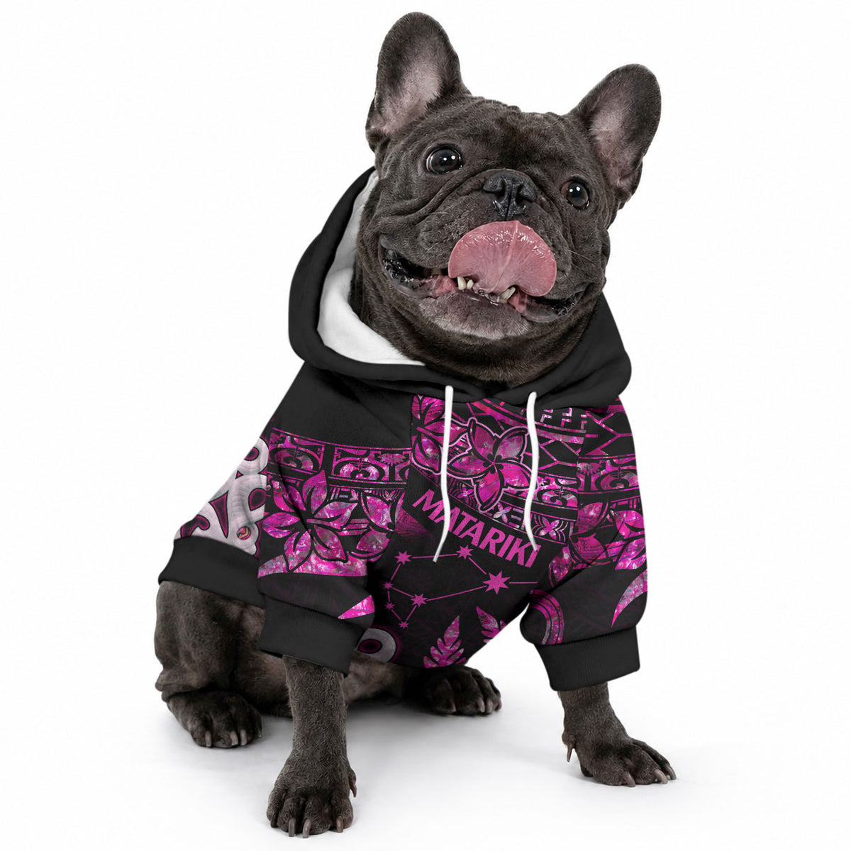 New Zealand Pet Hoodie Matariki NZ Manaia with Paua Shell - Pink