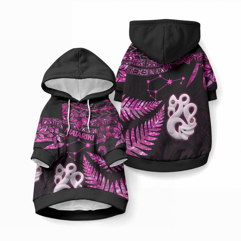 New Zealand Pet Hoodie Matariki NZ Manaia with Paua Shell - Pink
