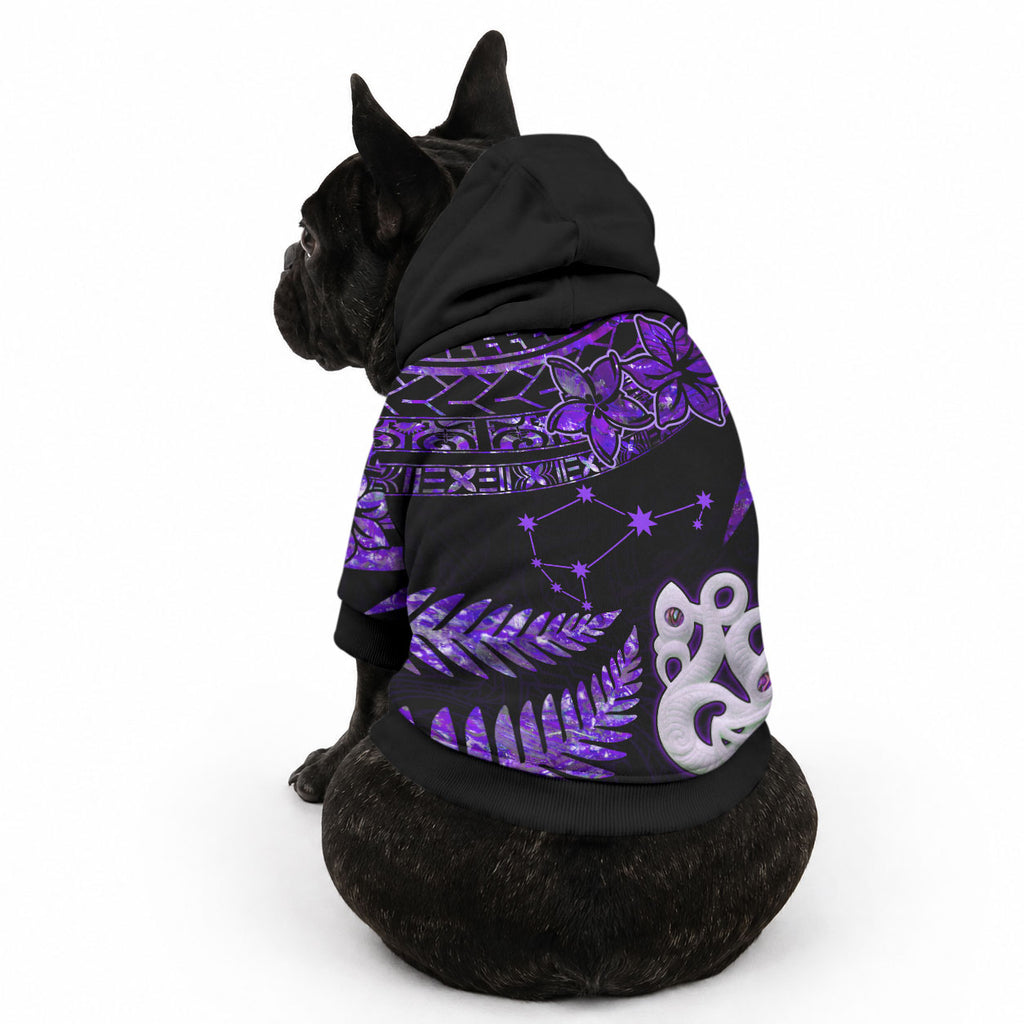 New Zealand Pet Hoodie Matariki NZ Manaia with Paua Shell - Purple