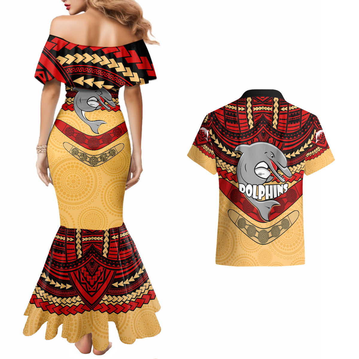 dolphins-rugby-couples-matching-mermaid-dress-and-hawaiian-shirt-polynesian-and-aboriginal-vibe