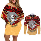 dolphins-rugby-couples-matching-off-shoulder-short-dress-and-long-sleeve-button-shirts-polynesian-and-aboriginal-vibe