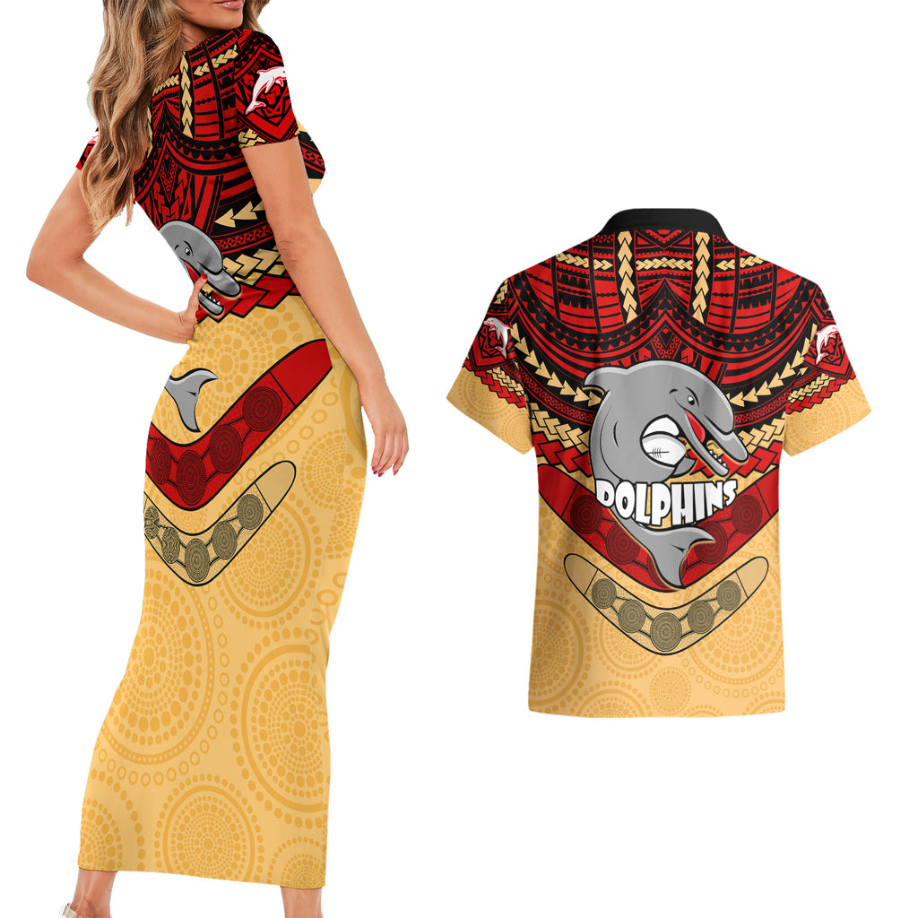 dolphins-rugby-couples-matching-short-sleeve-bodycon-dress-and-hawaiian-shirt-polynesian-and-aboriginal-vibe