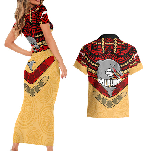 dolphins-rugby-couples-matching-short-sleeve-bodycon-dress-and-hawaiian-shirt-polynesian-and-aboriginal-vibe