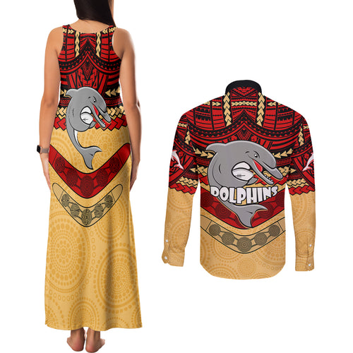 dolphins-rugby-couples-matching-tank-maxi-dress-and-long-sleeve-button-shirts-polynesian-and-aboriginal-vibe