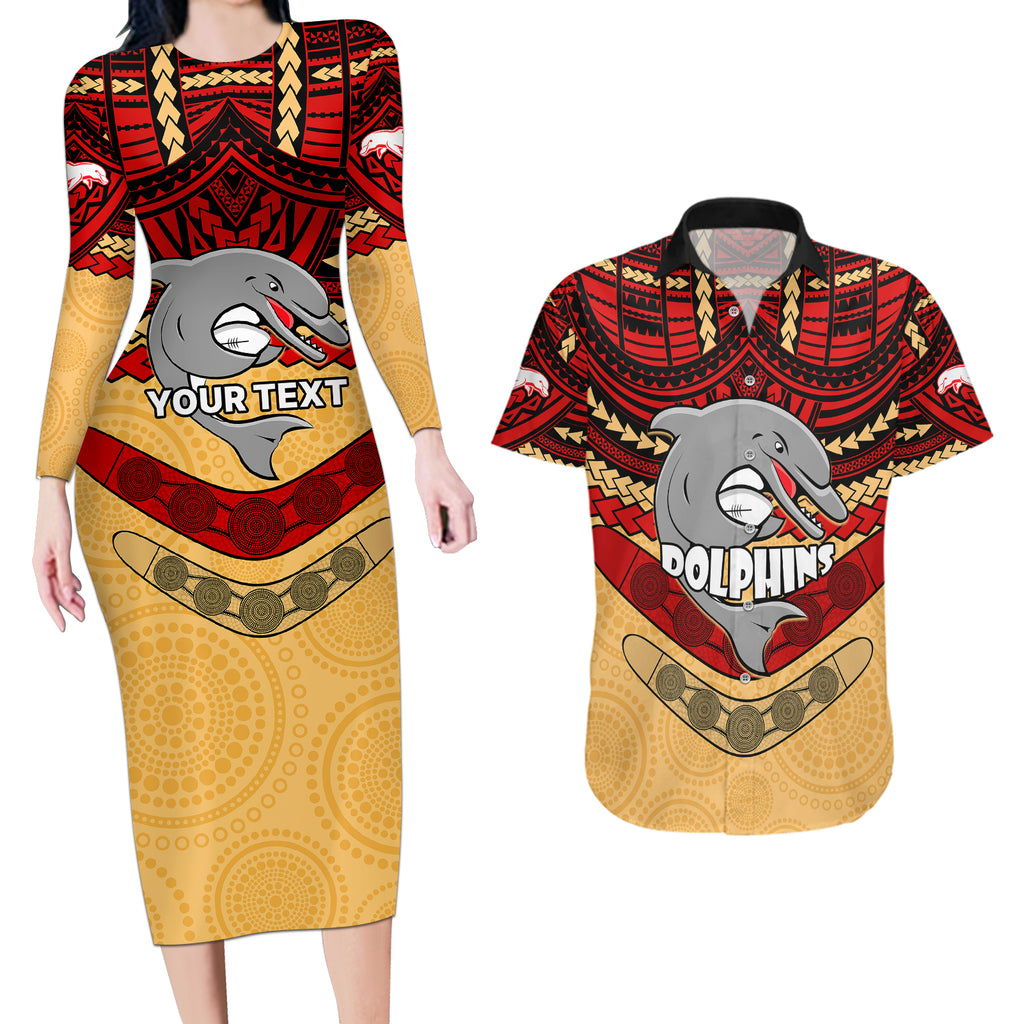 custom-dolphins-rugby-couples-matching-long-sleeve-bodycon-dress-and-hawaiian-shirt-polynesian-and-aboriginal-vibe