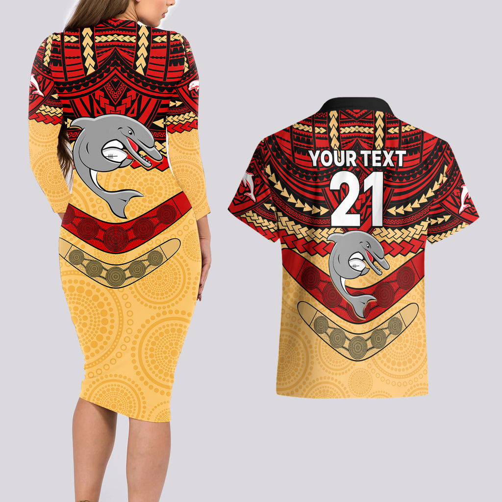 custom-dolphins-rugby-couples-matching-long-sleeve-bodycon-dress-and-hawaiian-shirt-polynesian-and-aboriginal-vibe