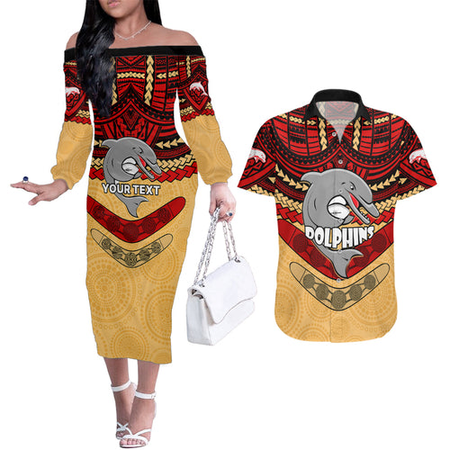 custom-dolphins-rugby-couples-matching-off-the-shoulder-long-sleeve-dress-and-hawaiian-shirt-polynesian-and-aboriginal-vibe