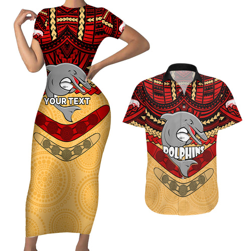 custom-dolphins-rugby-couples-matching-short-sleeve-bodycon-dress-and-hawaiian-shirt-polynesian-and-aboriginal-vibe