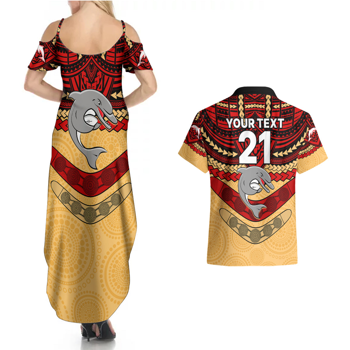 custom-dolphins-rugby-couples-matching-summer-maxi-dress-and-hawaiian-shirt-polynesian-and-aboriginal-vibe