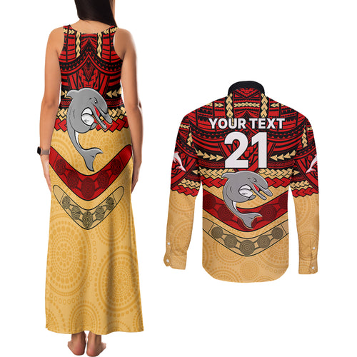 custom-dolphins-rugby-couples-matching-tank-maxi-dress-and-long-sleeve-button-shirts-polynesian-and-aboriginal-vibe