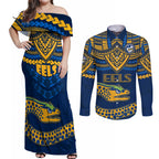 eels-rugby-couples-matching-off-shoulder-maxi-dress-and-long-sleeve-button-shirts-polynesian-and-aboriginal-vibe