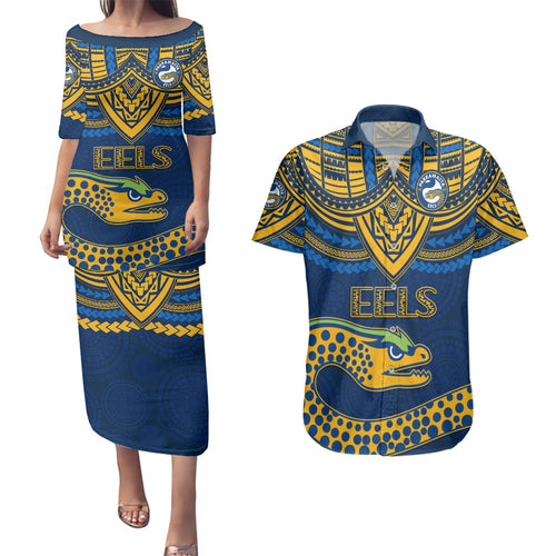 eels-rugby-couples-matching-puletasi-dress-and-hawaiian-shirt-polynesian-and-aboriginal-vibe