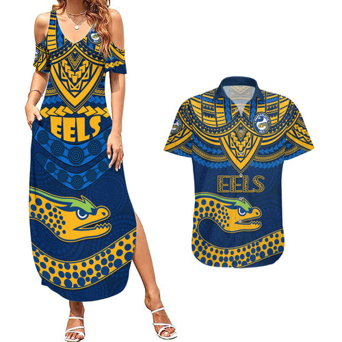 eels-rugby-couples-matching-summer-maxi-dress-and-hawaiian-shirt-polynesian-and-aboriginal-vibe