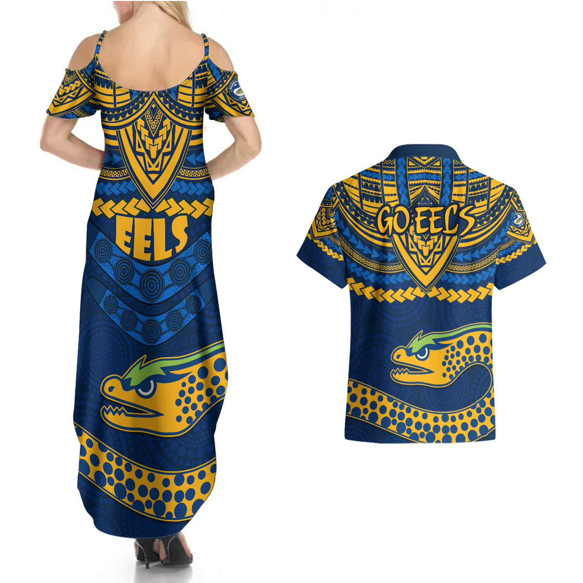 eels-rugby-couples-matching-summer-maxi-dress-and-hawaiian-shirt-polynesian-and-aboriginal-vibe