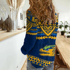 Eels Rugby Women Casual Shirt Polynesian and Aboriginal Vibe LT9