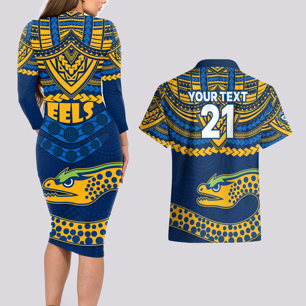 custom-eels-rugby-couples-matching-long-sleeve-bodycon-dress-and-hawaiian-shirt-polynesian-and-aboriginal-vibe