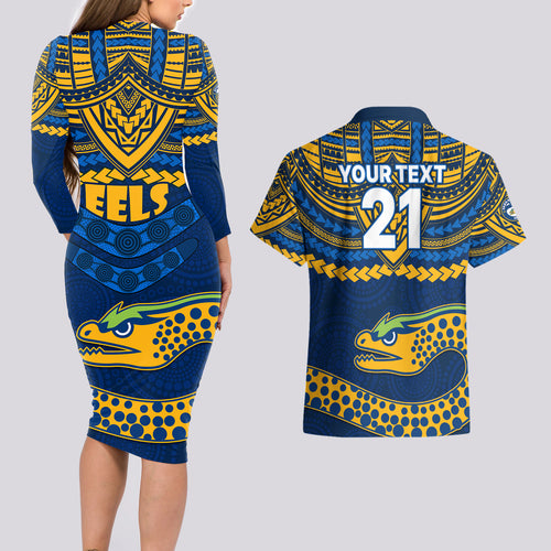 custom-eels-rugby-couples-matching-long-sleeve-bodycon-dress-and-hawaiian-shirt-polynesian-and-aboriginal-vibe