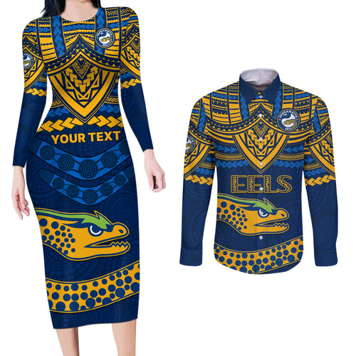 custom-eels-rugby-couples-matching-long-sleeve-bodycon-dress-and-long-sleeve-button-shirts-polynesian-and-aboriginal-vibe