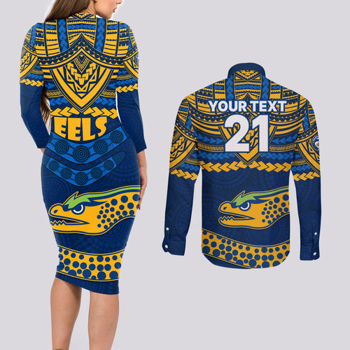 custom-eels-rugby-couples-matching-long-sleeve-bodycon-dress-and-long-sleeve-button-shirts-polynesian-and-aboriginal-vibe