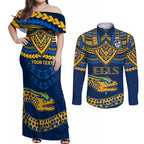 custom-eels-rugby-couples-matching-off-shoulder-maxi-dress-and-long-sleeve-button-shirts-polynesian-and-aboriginal-vibe