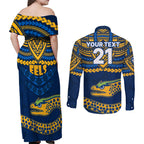 custom-eels-rugby-couples-matching-off-shoulder-maxi-dress-and-long-sleeve-button-shirts-polynesian-and-aboriginal-vibe
