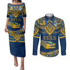 custom-eels-rugby-couples-matching-puletasi-dress-and-long-sleeve-button-shirts-polynesian-and-aboriginal-vibe