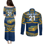 custom-eels-rugby-couples-matching-puletasi-dress-and-long-sleeve-button-shirts-polynesian-and-aboriginal-vibe