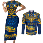 custom-eels-rugby-couples-matching-short-sleeve-bodycon-dress-and-long-sleeve-button-shirts-polynesian-and-aboriginal-vibe