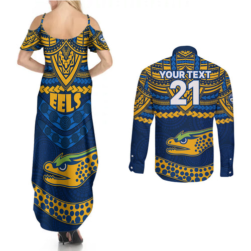 custom-eels-rugby-couples-matching-summer-maxi-dress-and-long-sleeve-button-shirts-polynesian-and-aboriginal-vibe