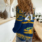Custom Eels Rugby Women Casual Shirt Polynesian and Aboriginal Vibe LT9