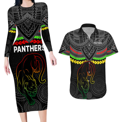 panthers-rugby-couples-matching-long-sleeve-bodycon-dress-and-hawaiian-shirt-polynesian-and-aboriginal-vibe