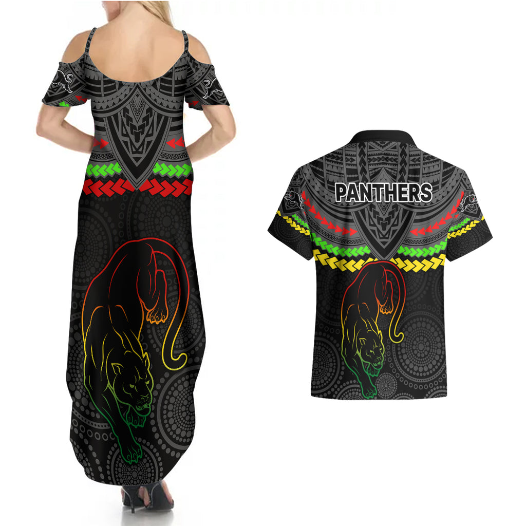 panthers-rugby-couples-matching-summer-maxi-dress-and-hawaiian-shirt-polynesian-and-aboriginal-vibe