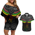 custom-panthers-rugby-couples-matching-off-shoulder-short-dress-and-hawaiian-shirt-polynesian-and-aboriginal-vibe