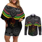 custom-panthers-rugby-couples-matching-off-shoulder-short-dress-and-long-sleeve-button-shirts-polynesian-and-aboriginal-vibe