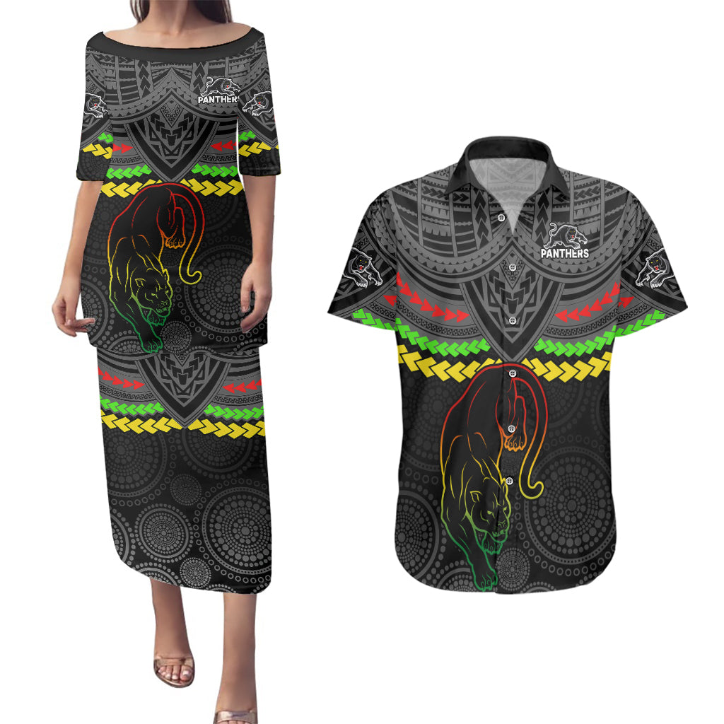 custom-panthers-rugby-couples-matching-puletasi-dress-and-hawaiian-shirt-polynesian-and-aboriginal-vibe