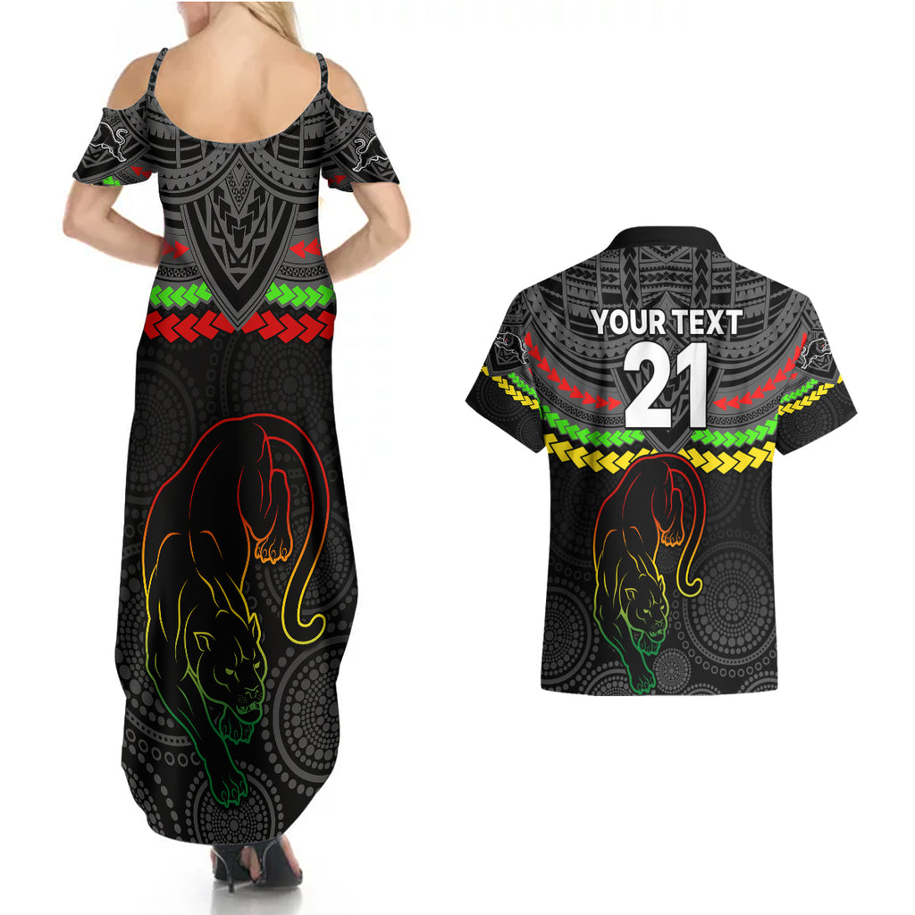 custom-panthers-rugby-couples-matching-summer-maxi-dress-and-hawaiian-shirt-polynesian-and-aboriginal-vibe