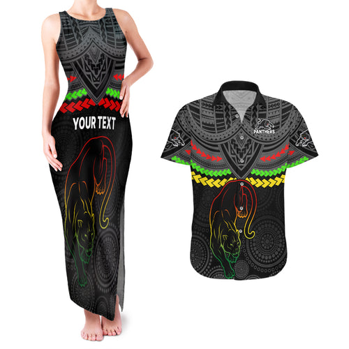 custom-panthers-rugby-couples-matching-tank-maxi-dress-and-hawaiian-shirt-polynesian-and-aboriginal-vibe