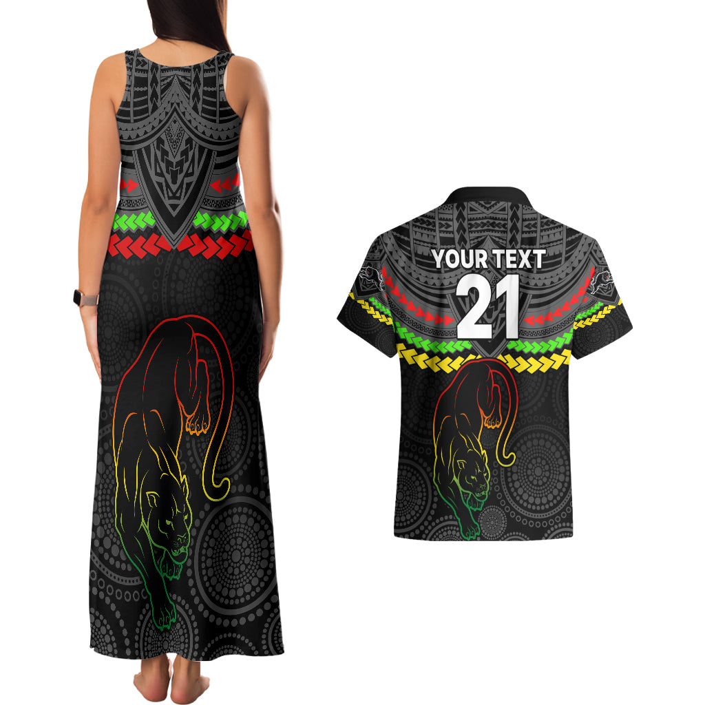 custom-panthers-rugby-couples-matching-tank-maxi-dress-and-hawaiian-shirt-polynesian-and-aboriginal-vibe