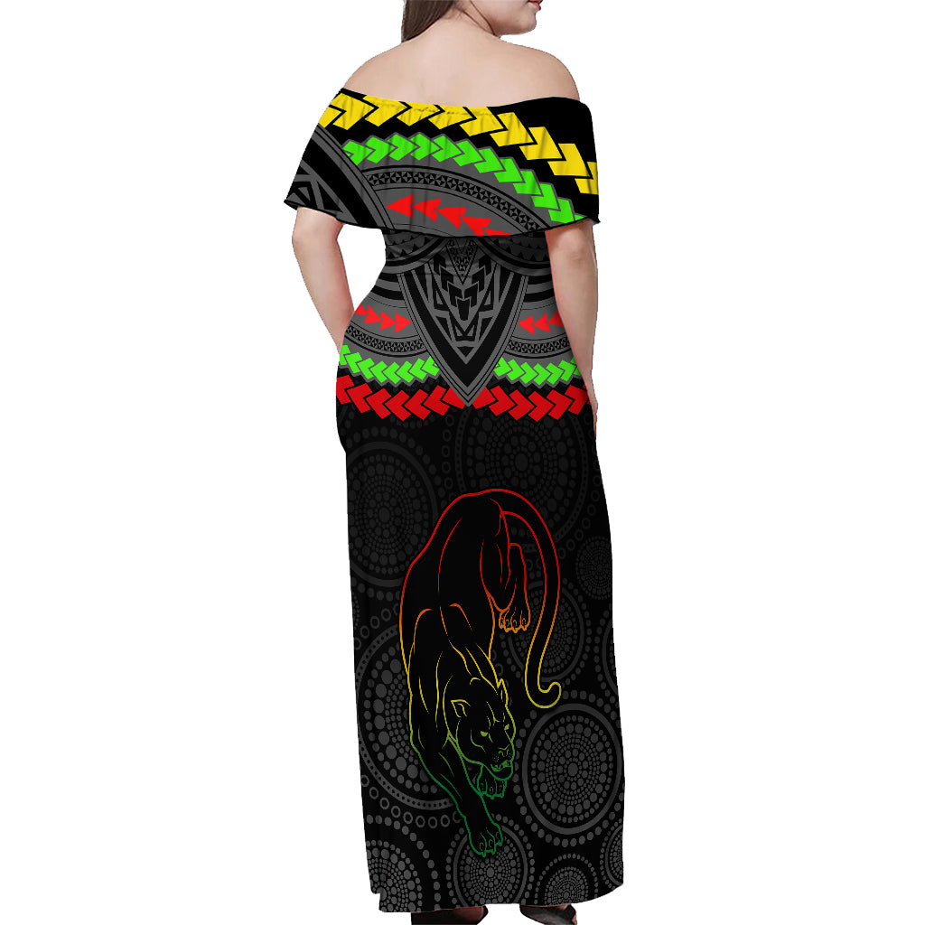 custom-panthers-rugby-off-shoulder-maxi-dress-polynesian-and-aboriginal-vibe