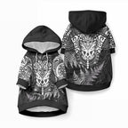 New Zealand Maori Rugby Pet Hoodie Silver Fern All Black Mix Ta Moko White Style