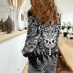 New Zealand Rugby Women Casual Shirt Silver Fern All Black Mix Ta Moko White Style LT9