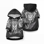 Personalised New Zealand Maori Rugby Pet Hoodie Silver Fern All Black Mix Ta Moko White Style