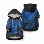 New Zealand Maori Rugby Pet Hoodie Silver Fern All Black Mix Ta Moko Blue Style