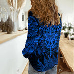 Personalised New Zealand Rugby Women Casual Shirt Silver Fern All Black Mix Ta Moko Blue Style LT9